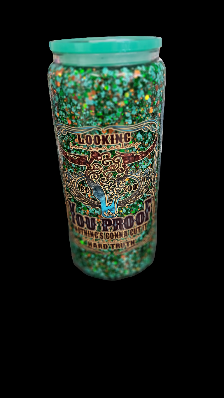 20oz Glitter glass snowglobe tumbler, Ready Made