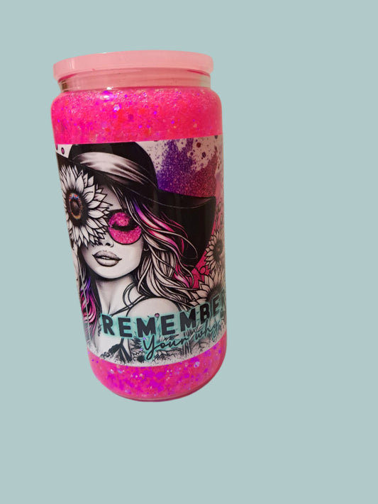 16oz glass snowglobe tumbler, Ready Made